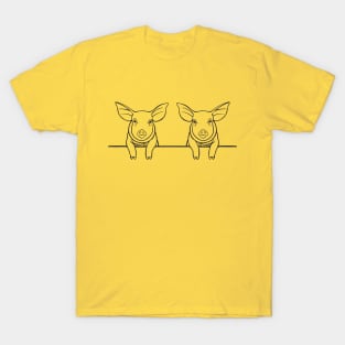 Piglets in Love - cute farm animal design - yellow T-Shirt